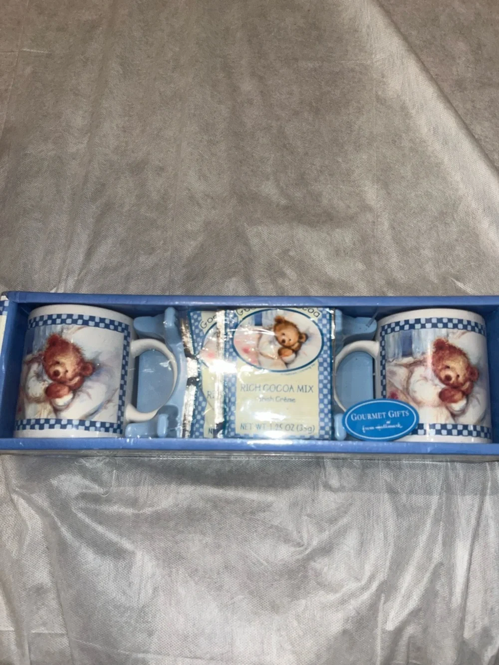 Hallmark Blue Teddy Bear Ceramic Mug Gift Set with Cocoa Mix